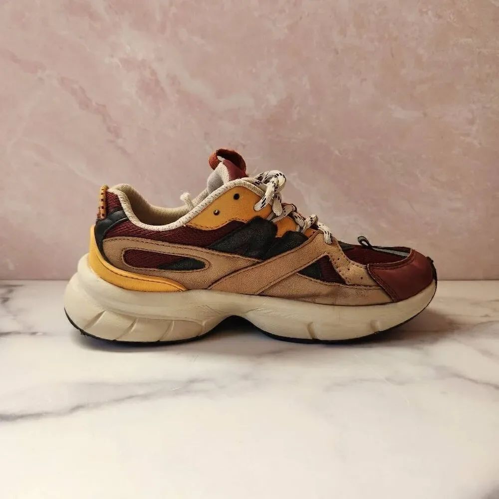 Zara burgundy colorblock athletic fashion sneakers kids boys mustard 2.5 retro s